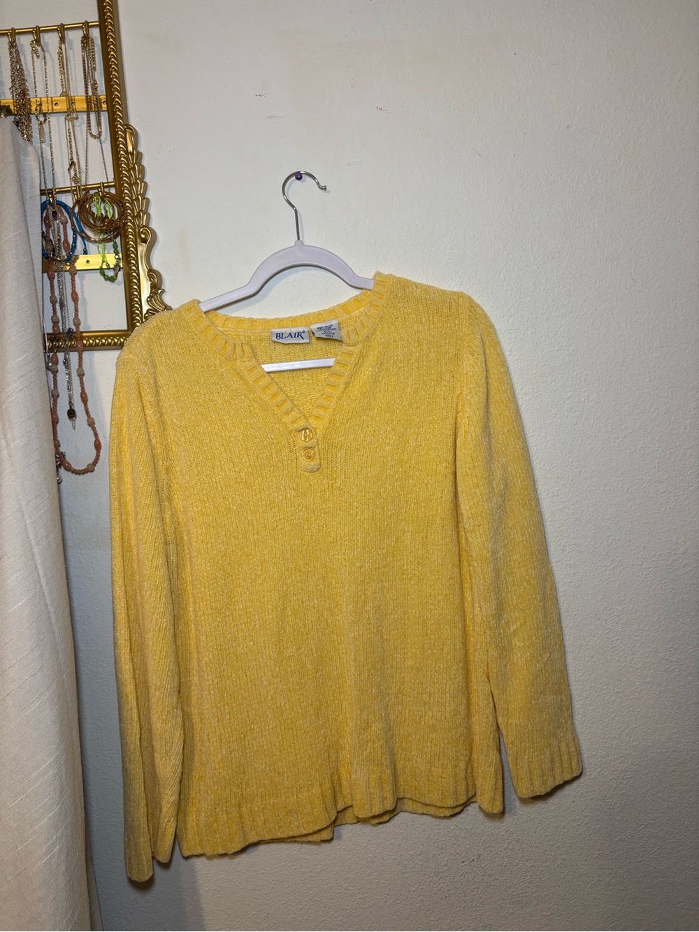 Blair Yellow V-Neck Button Detail Sweater